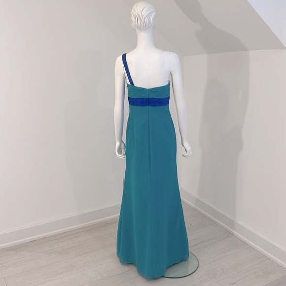 NWT SAMPLE BELLA FORMALS dress size 10 . Light Teal/cobalt. Georgette.Pristine - Picture 4 of 7